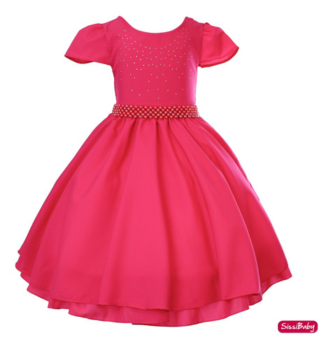 Vestido Infantil Pink Festa Princesas Barbie Realeza Festa